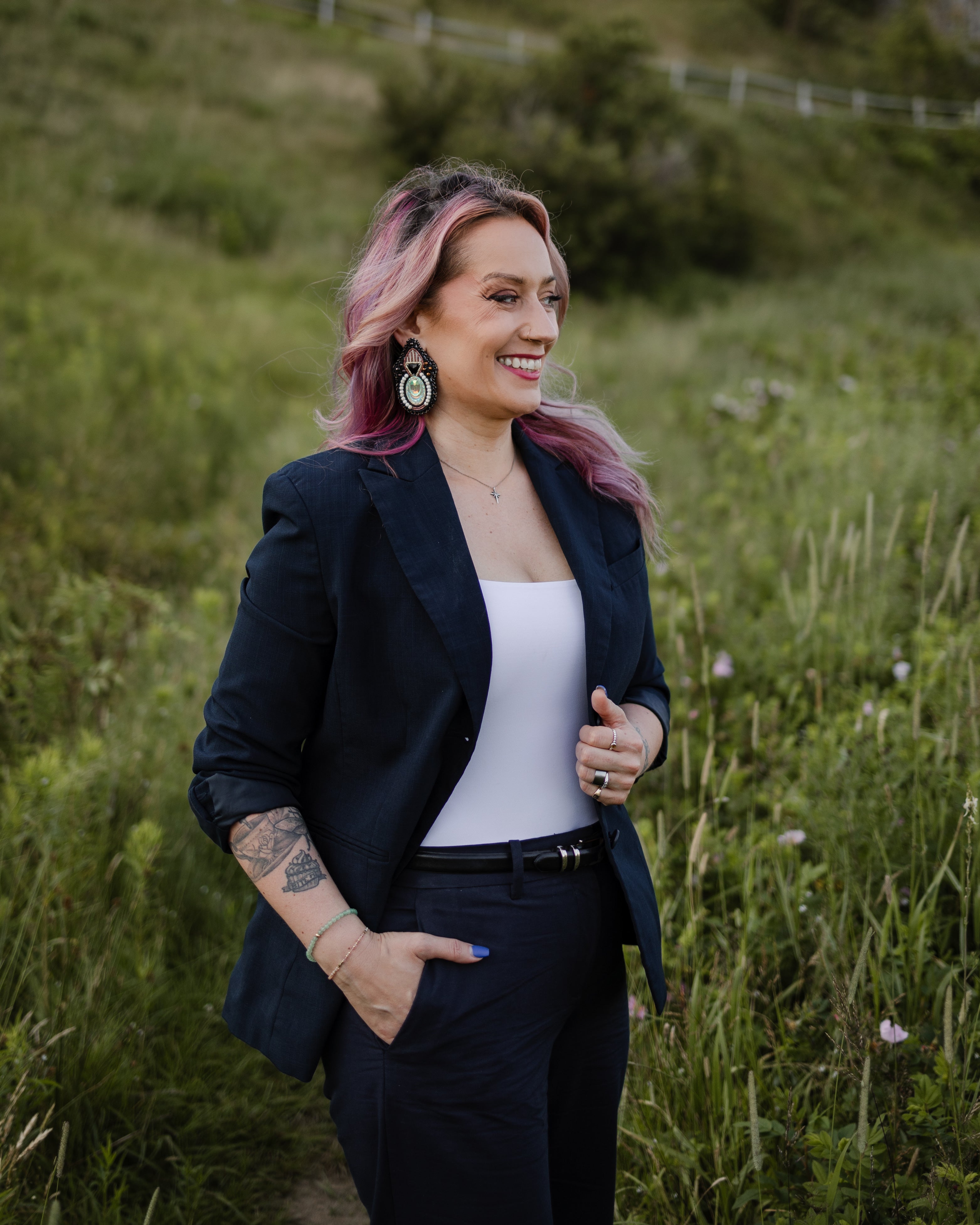 Tera standing in a field.